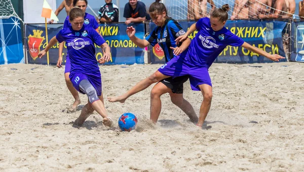 Odessa Ukraina Lipiec 2018 Beach Soccer Championship Wśród Amatorskie Kobiet — Zdjęcie stockowe