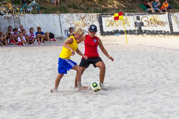 Odessa Ukraina Sierpnia 2015 Mistrzostwa Ukrainy Piłce Nożnej Plaży Wśród — Zdjęcie stockowe