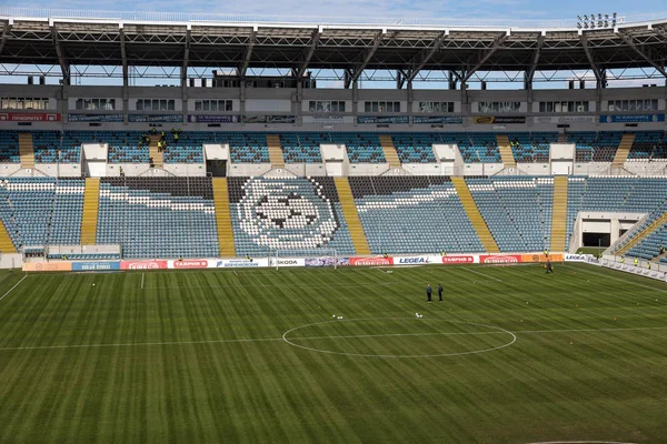 Oděsa Ukrajina 2018 Prázdné Staré Plastové Židle Ochozu Stadionu Mnoho — Stock fotografie