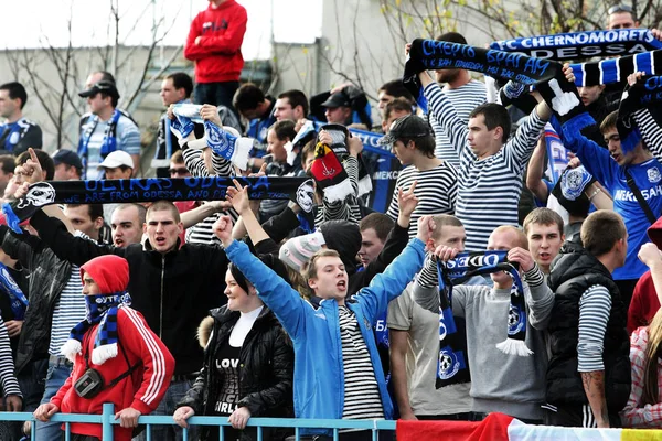 오데사 우크라이나 2010 Ultras 감정적인 Chernomorets 클럽에 경기장에 불꽃놀이와 — 스톡 사진