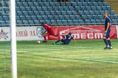 Odessa, Ukrayna - 9 Ağustos 2018: Uefa Avrupa Ligi 2018 Fc Mariupol (Ukrayna) - Fc Girondins de Bordeaux (Fransa) gergin bir futbol maçı Avrupa Ligi. Bordeaux - Fransa - kırmızı