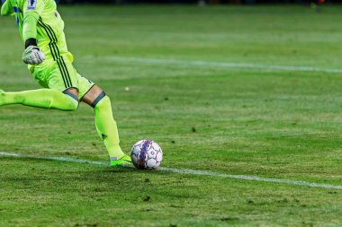 Odessa, Ukrayna 16 Temmuz 2017: Uefa Şampiyonlar Ligi futbol resmi top. Büyük resmi futbol FIFA 2017. Futbol topu turnuvası sırasında dinamik oyun Shakhtar - Dinamo Kiev