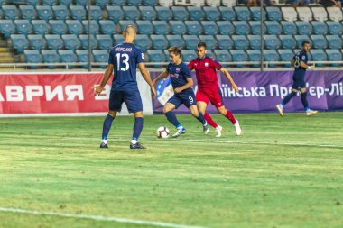 Odessa, Ukrayna - 9 Ağustos 2018: Uefa Avrupa Ligi 2018 Fc Mariupol (Ukrayna) - Fc Girondins de Bordeaux (Fransa) gergin bir futbol maçı Avrupa Ligi. Bordeaux - Fransa - kırmızı