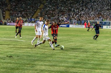 Odessa, Ukrayna - 21 Temmuz 2018. Dinamo Kiev ve Shahtar Donetsk Premier lig liderleri şiddetli ilkeli duygusal maçında Ukrayna Super Kupası maç sırasında