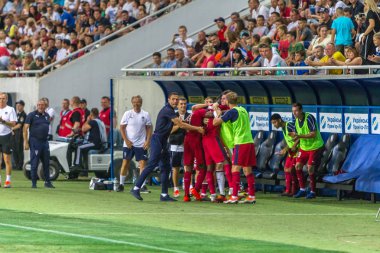 ODESSA, UKRAINE - August 9, 2018: UEFA Europa League 2018 Mariupol (Ukraine) - FC Girondins de Bordeaux (France). Coach Bordeaux Gustavo Augusto Poyet Dominguez
