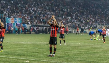 Odessa, Ukrayna - 21 Temmuz 2018. Dinamo Kiev ve Shahtar Donetsk Premier lig liderleri şiddetli ilkeli duygusal maçında Ukrayna Super Kupası maç sırasında