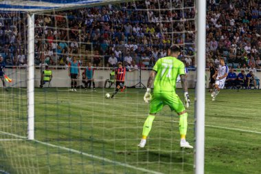 Odessa, Ukrayna - 21 Temmuz 2018. Dinamo Kiev ve Shahtar Donetsk Premier lig liderleri şiddetli ilkeli duygusal maçında Ukrayna Super Kupası maç sırasında