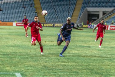 Odessa, Ukrayna - 9 Ağustos 2018: Uefa Avrupa Ligi 2018 Fc Mariupol (Ukrayna) - Fc Girondins de Bordeaux (Fransa) gergin bir futbol maçı Avrupa Ligi. Bordeaux - Fransa - kırmızı