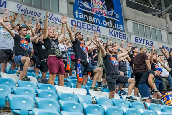 Odessa Ukraine August 2018 Emotional Football Fans Support Team Stadium — Stock Photo, Image