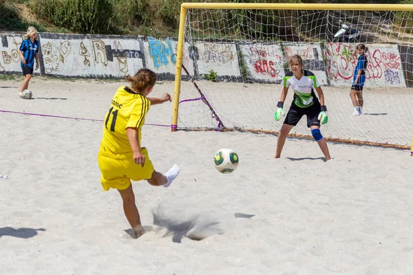 Odessa Ukraina Sierpnia 2015 Mistrzostwa Ukrainy Piłce Nożnej Plaży Wśród — Zdjęcie stockowe