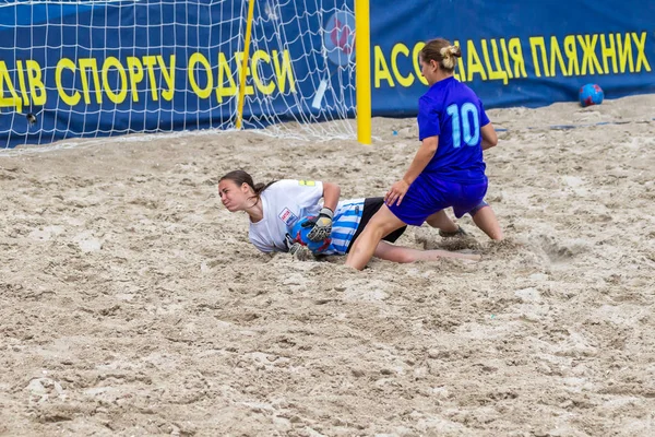 Odessa Ukrayna Temmuz 2018 Beach Futbol Şampiyonası Sahilde Amatör Kadınlar — Stok fotoğraf