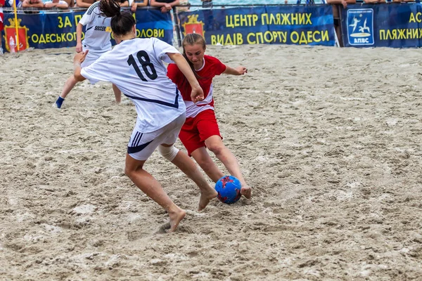 Odessa Ukraine Juli 2018 Beachsoccer Meisterschaft Der Amateurfrauen Strand Beachsoccer — Stockfoto