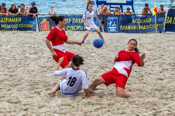 Odessa Ukraina Lipiec 2018 Beach Soccer Championship Wśród Amatorskie Kobiet — Zdjęcie stockowe