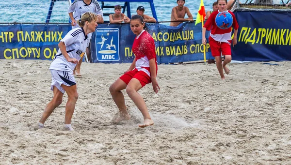 Odessa Ukraina Lipiec 2018 Beach Soccer Championship Wśród Amatorskie Kobiet — Zdjęcie stockowe