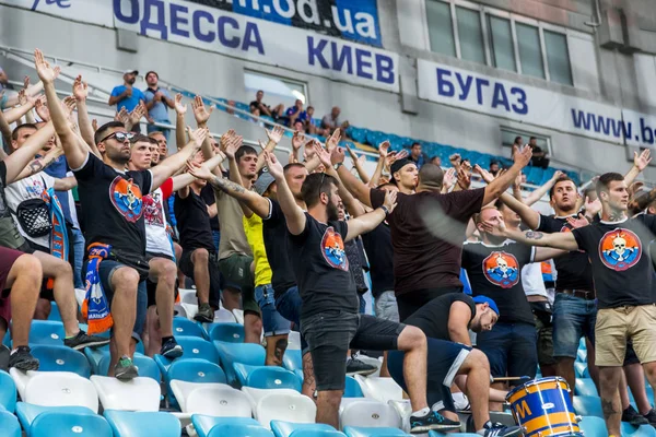 Odessa Ukrajna Augusztus 2018 Érzelmi Szurkolók Ügyfélszolgálatának Stadionban Labdarúgó Klub — Stock Fotó