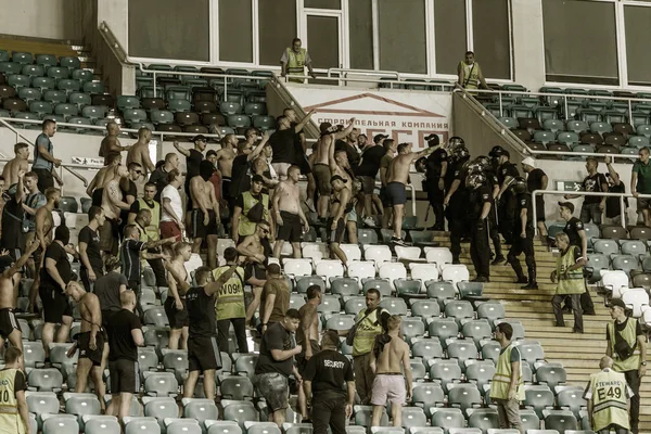 Odessa Ukraine Agosto 2018 Torcedores Futebol Emocional Apoiam Equipe Estádio — Fotografia de Stock