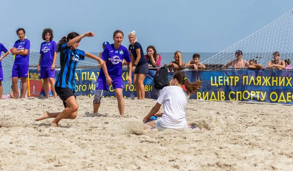Odessa Ukraina Lipiec 2018 Beach Soccer Championship Wśród Amatorskie Kobiet — Zdjęcie stockowe