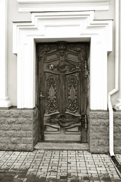Velha Porta Madeira Antiguidade Antiga Madeira Uma Parede Velha Porta — Fotografia de Stock