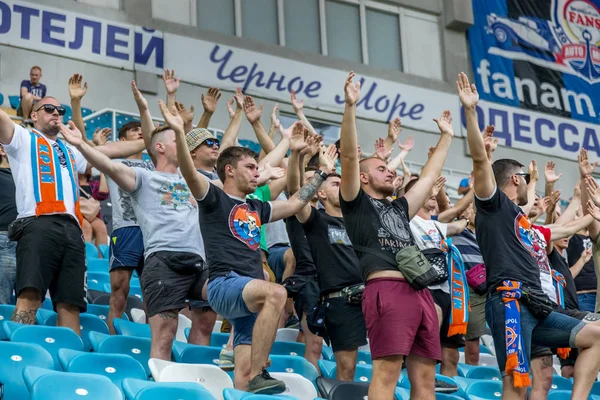 Odessa Ucraina Agosto 2018 Tifosi Emotivi Supportano Squadra Allo Stadio — Foto Stock