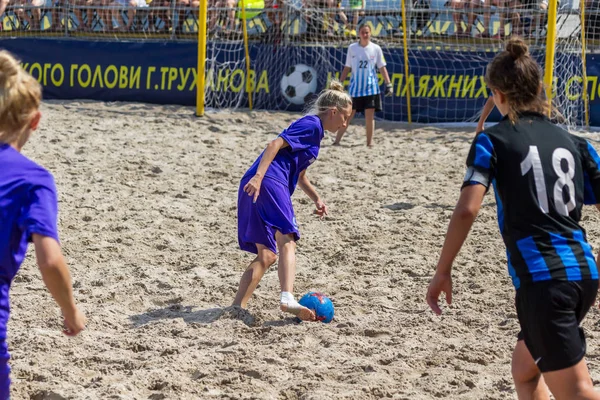 Odessa Ukraina Lipiec 2018 Beach Soccer Championship Wśród Amatorskie Kobiet — Zdjęcie stockowe