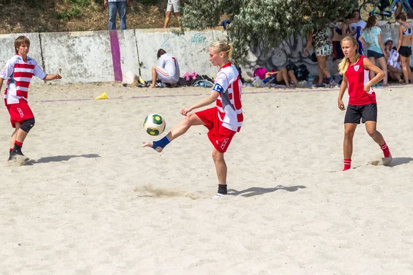 Odessa Ucrania Agosto 2015 Campeonato Ucrania Fútbol Playa Entre Las — Foto de Stock