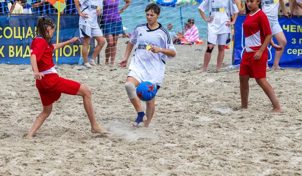 Odessa Ucrania Julio 2018 Campeonato Fútbol Playa Entre Mujeres Amateur — Foto de Stock