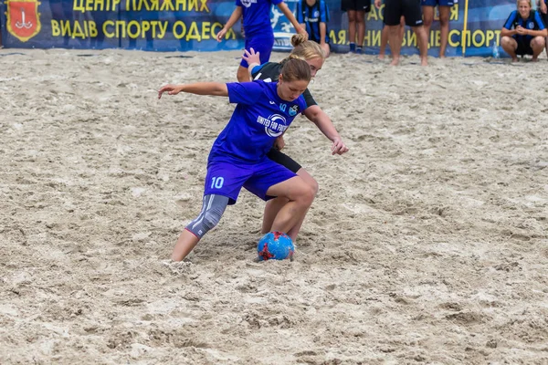 Odessa Ukraina Lipiec 2018 Beach Soccer Championship Wśród Amatorskie Kobiet — Zdjęcie stockowe