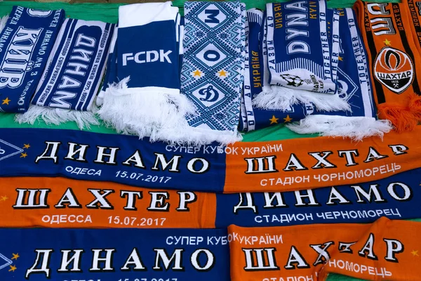 Odessa Ukraina Juli 2017 Handel Fotboll Symboler Fotboll Souvenirer Säljs — Stockfoto