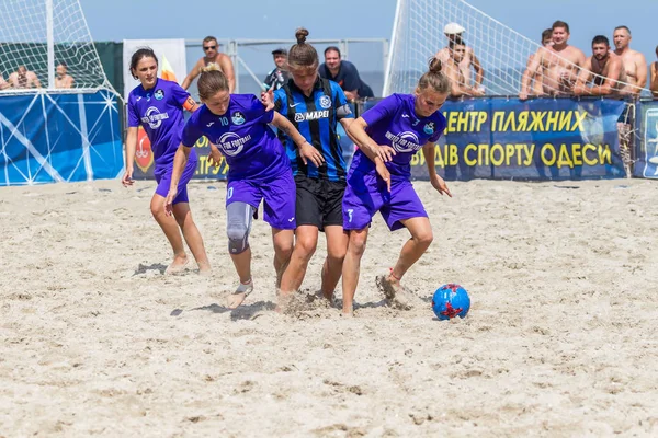 Odessa Ukraina Lipiec 2018 Beach Soccer Championship Wśród Amatorskie Kobiet — Zdjęcie stockowe