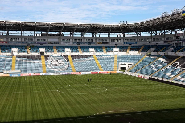 Oděsa Ukrajina 2018 Prázdné Staré Plastové Židle Ochozu Stadionu Mnoho — Stock fotografie