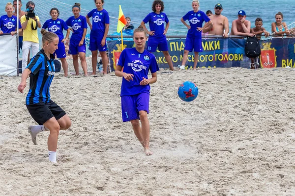 Odessa Ukraina Lipiec 2018 Beach Soccer Championship Wśród Amatorskie Kobiet — Zdjęcie stockowe