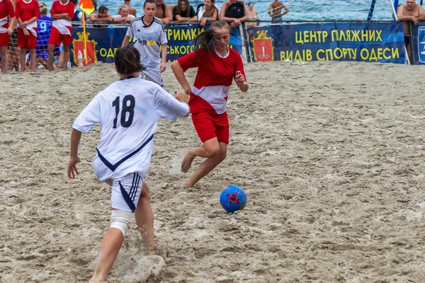 Odessa Ukraine Juli 2018 Beachsoccer Meisterschaft Der Amateurfrauen Strand Fußball — Stockfoto