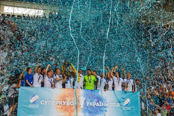 Odessa Ucrania Julio 2018 Jugadores Dynamo Celebran Victoria Partido Por —  Fotos de Stock