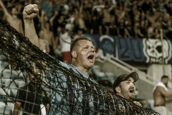 Odessa Ukraine Agosto 2018 Torcedores Futebol Emocional Apoiam Equipe Estádio — Fotografia de Stock