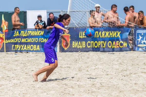 Odessa Ukraine Juli 2018 Beachsoccer Meisterschaft Der Amateurfrauen Strand Beachsoccer — Stockfoto