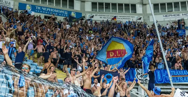 Odessa Ucrania Agosto 2018 Los Aficionados Fútbol Emocional Apoyan Equipo —  Fotos de Stock