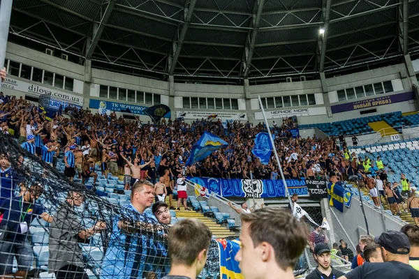 Odessa Ukrajna Augusztus 2018 Érzelmi Szurkolók Ügyfélszolgálatának Stadionban Labdarúgó Klub — Stock Fotó