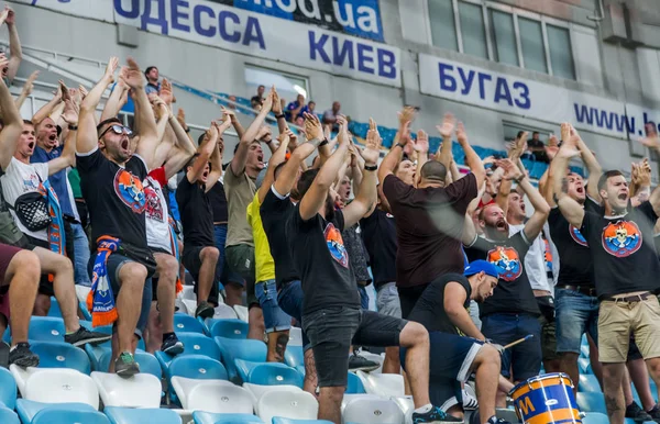 Odessa Ucraina Agosto 2018 Tifosi Emotivi Supportano Squadra Allo Stadio — Foto Stock