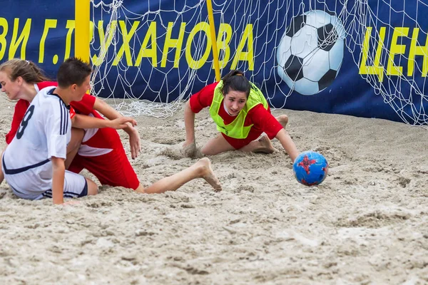 Odessa Ucrânia Julho 2018 Campeonato Futebol Praia Entre Mulheres Amadoras — Fotografia de Stock