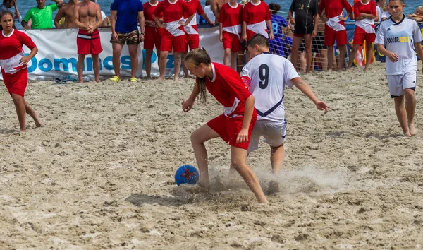 Odessa Ukrayna Temmuz 2018 Beach Futbol Şampiyonası Sahilde Amatör Kadınlar — Stok fotoğraf