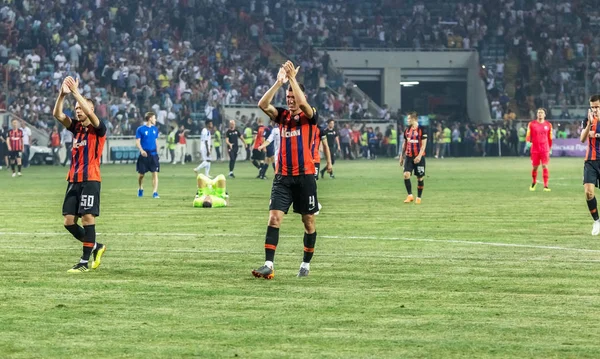 Odessa, Ukrayna - 21 Temmuz 2018. Dinamo Kiev ve Shahtar Donetsk Premier lig liderleri şiddetli ilkeli duygusal maçında Ukrayna Super Kupası maç sırasında