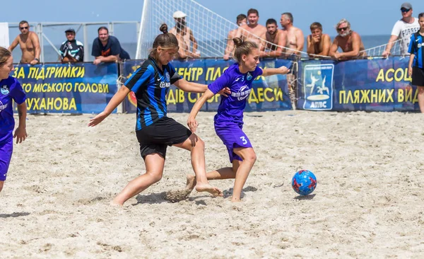 Odessa Ukraina Lipiec 2018 Beach Soccer Championship Wśród Amatorskie Kobiet — Zdjęcie stockowe