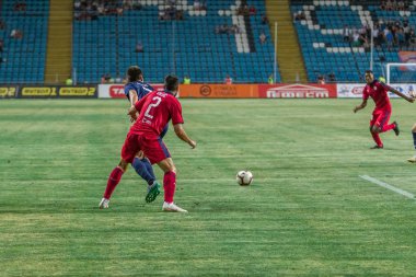 Odessa, Ukrayna - 9 Ağustos 2018: Avrupa Ligi Uefa Avrupa Ligi 2018 Fc Girondins de Bordeaux (Fransa) futbol maçı. Bordeaux - Fransa - ısınma, Fc Mariupol Ukrayna ile maçtan önce eğitim