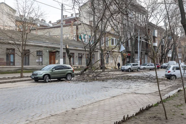 Одеса Україна Березня 2018 Важкий Дощ Бурю Вітри Призвели Аварії — стокове фото