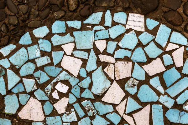 Деталь Гарні Старі Руйнується Прикраси Абстрактних Керамічна Мозаїка Була Знищена — стокове фото