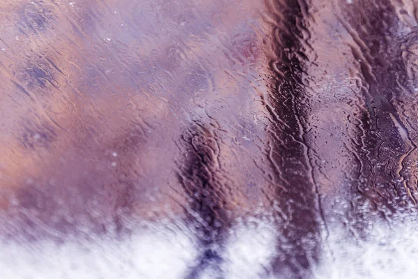 Bir Yağmurlu Kış Gününde Cam Üzerinde Yağmur Damlaları Soyut Güzel — Stok fotoğraf