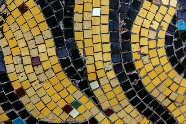 Detail Beautiful Old Crumbling Abstract Ceramic Mosaic Decoration Destroyed Building — Stock Photo, Image