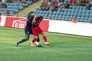 Odessa, Ukrayna - 9 Ağustos 2018: Avrupa Ligi Uefa Avrupa Ligi 2018 Fc Girondins de Bordeaux (Fransa) futbol maçı. Bordeaux - Fransa - ısınma, Fc Mariupol Ukrayna ile maçtan önce eğitim