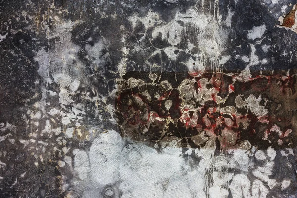 石膏砖墙的古老艺术质感 在有花瓣质感的石砖墙的彩绘灰泥的裂缝中涂上了不好的划痕表面 摩擦的建筑门面与损坏的石膏背景 — 图库照片