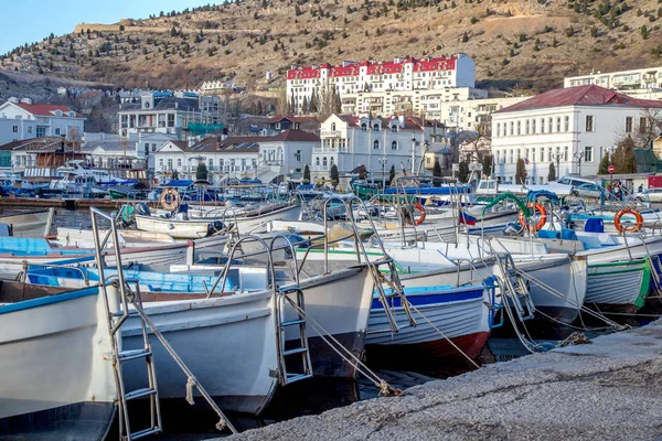 Balaklava Sevastopol Crimea February 2015 View Promenade Sea Bay Yachts — Stock Photo, Image